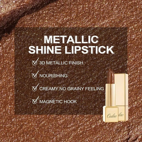 Oulac Metallic Shine Dark Brown Lipstick for Women 4.3 g/0.15 oz (Hawaii Summer8 - Picture 6 of 8